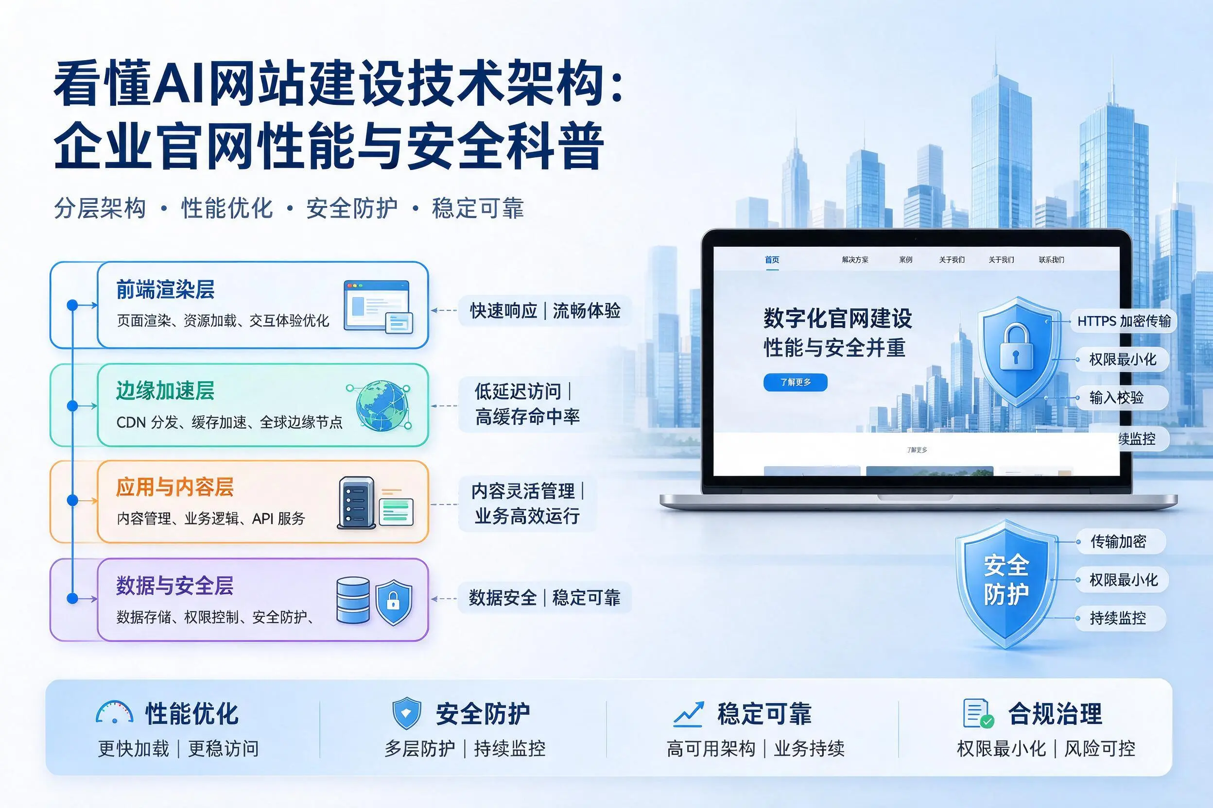看懂AI网站建设技术架构:孝感企业官网性能与安全科普
