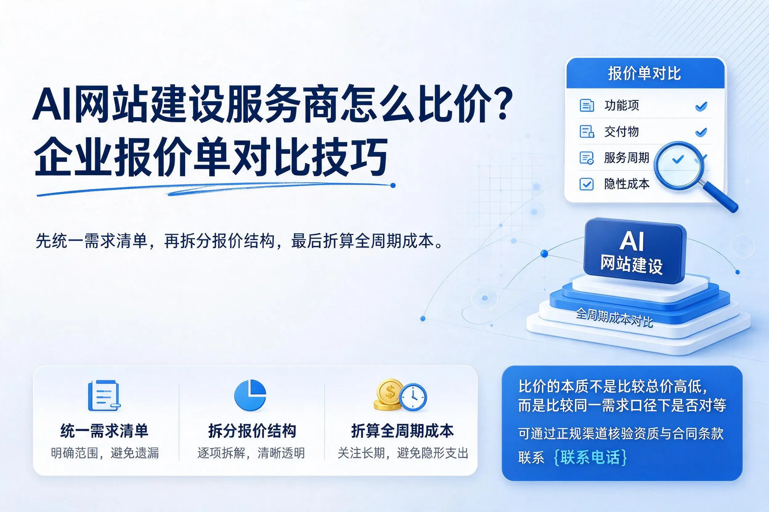 AI网站建设服务商怎么比价?孝感企业报价单对比技巧